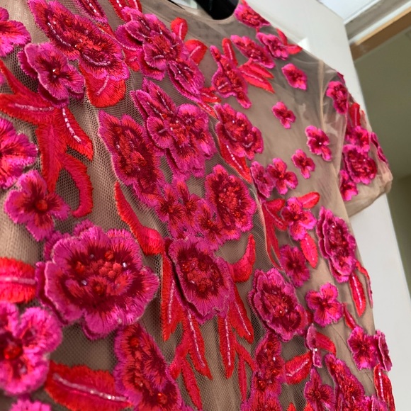 Marchesa Notte Pink/magenta floral embroidery gown - Picture 4 of 7